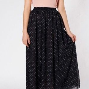 American Apparel Polka Dot Maxi Chiffon Skirt M/L